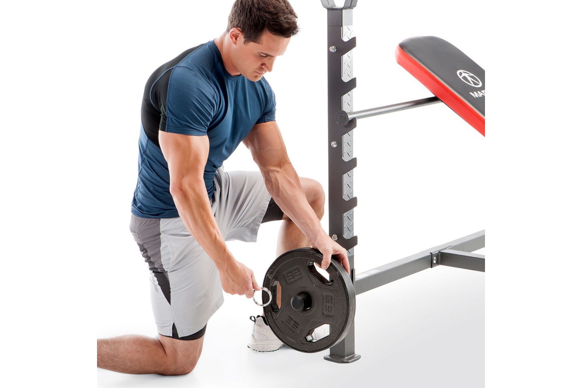 Marcy Banco de pesas olímpico ajustable con desarrollador de piernas para  levantamiento de pesas y entrenamiento de fuerza