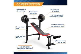 Banco Standard de Musculación con 100lbs de Carga Marcy PM-2084